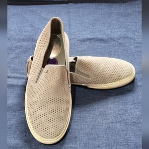 Michael Kors Taupe Perforated Slip-On Loafers